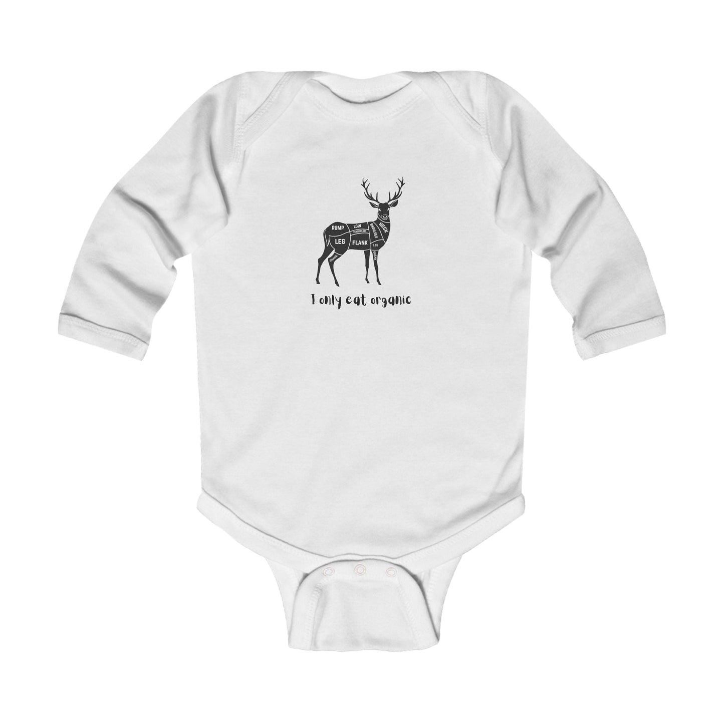 Little Hunter DEER Bodysuit - "I Only eat Organic" - Durable & Stylish for Tiny Range - Roamers! - O2 Apparel&Co - Kids clothes